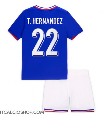 Francia Theo Hernandez #22 Prima Maglia Bambino Europei 2024 Manica Corta (+ Pantaloni corti)